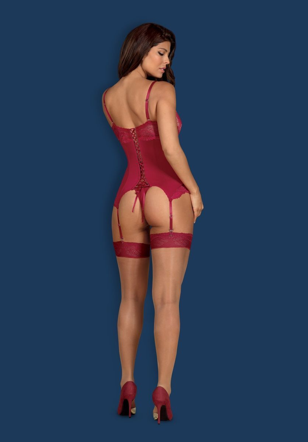 Оригинальный кружевной корсаж Rosalyne (Размер: L-XL) (Цвет: бордовый)