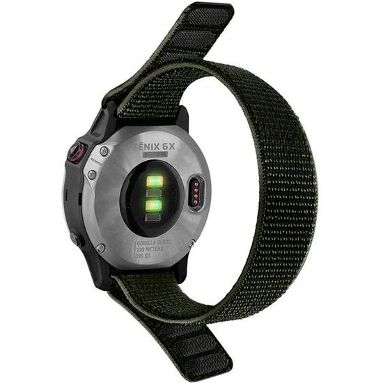 Нейлоновый ремешок NylonFit 26 мм для Garmin Fenix 7x, Fenix 6x, Fenix 5x, Fenix 5x plus, Fenix 3, Descent, Tactix, Enduro, D2 (Хаки)