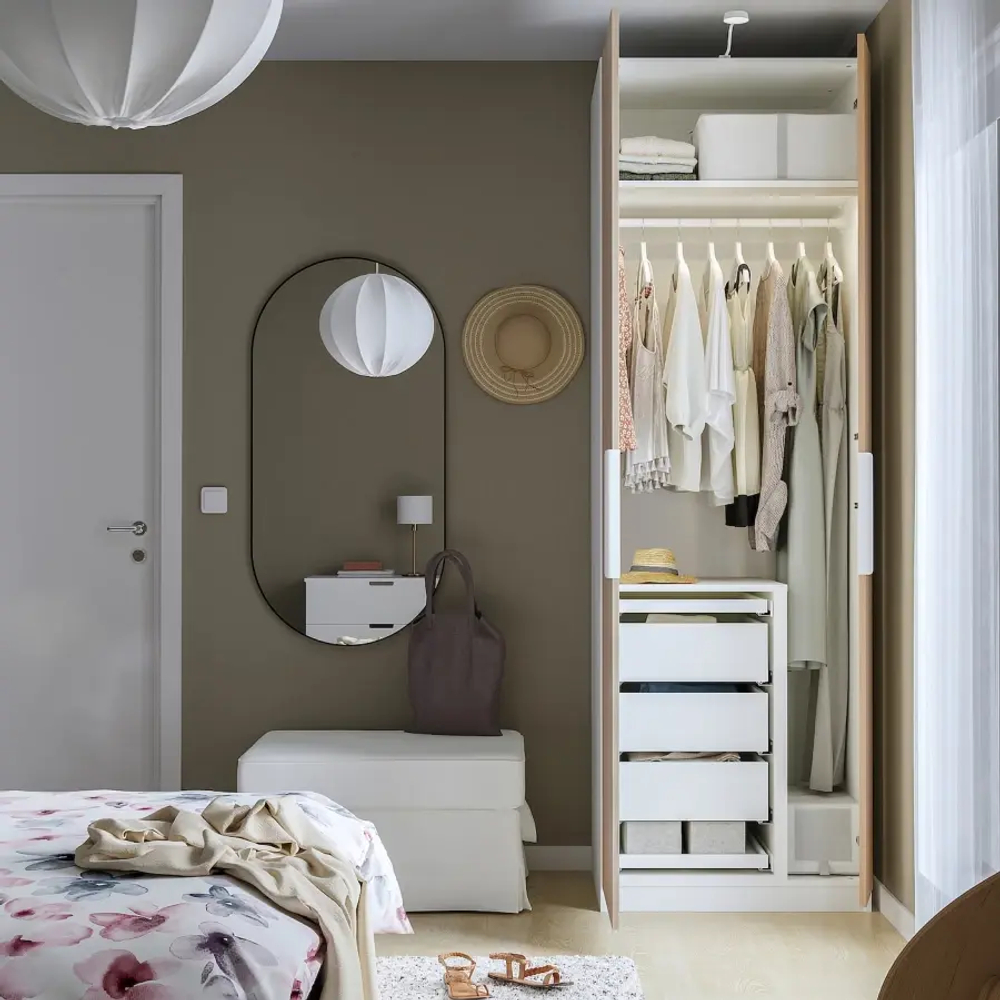 Гардероб - PAX / FORSAND IKEA/ПАКС/  ФОРСАНД ИКЕА,  236х75 см, белый/под беленый дуб