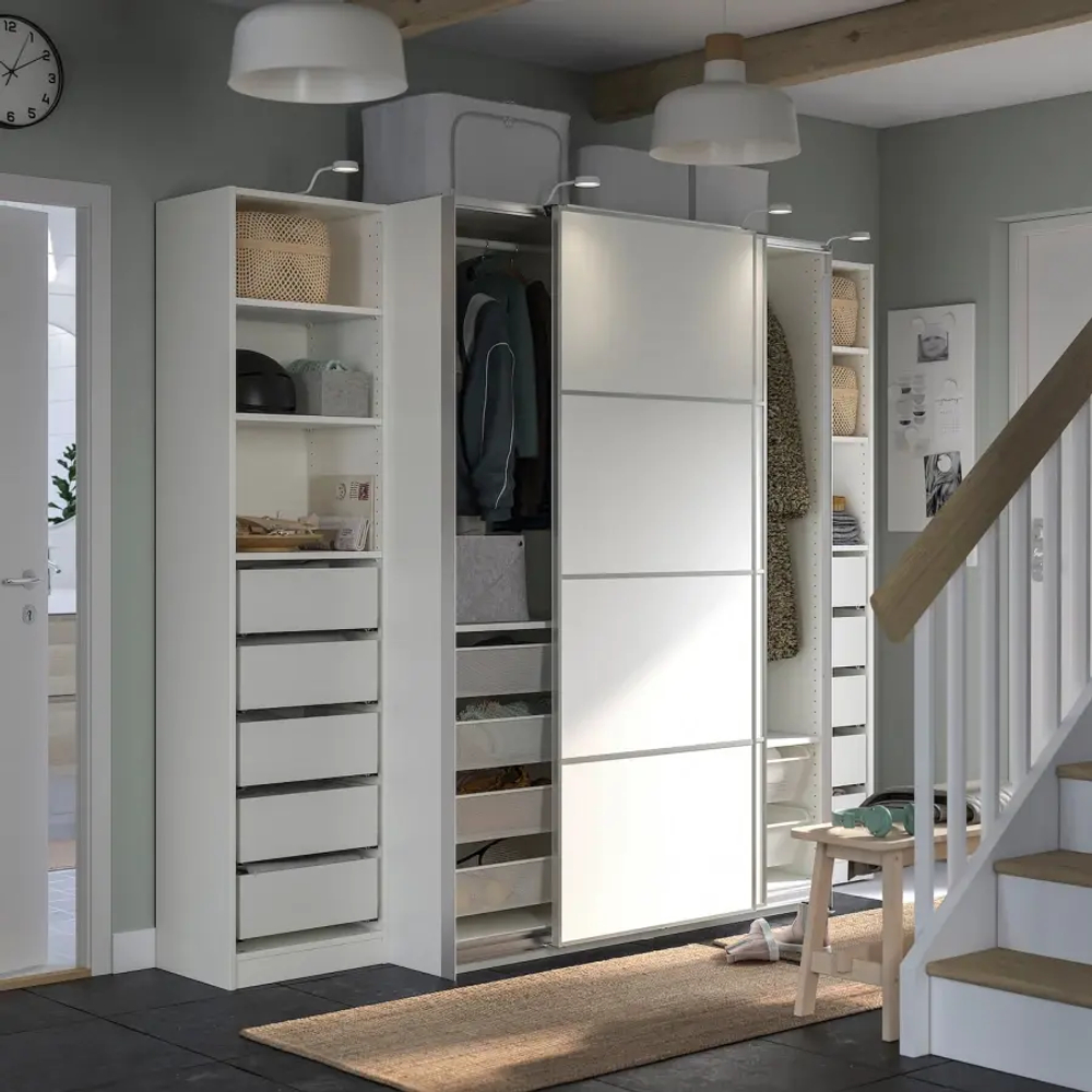Шкаф-купе - IKEA PAX/MEHAMN/ПАКС/МЕХАМН ИКЕА, 250x66x201 см, белый