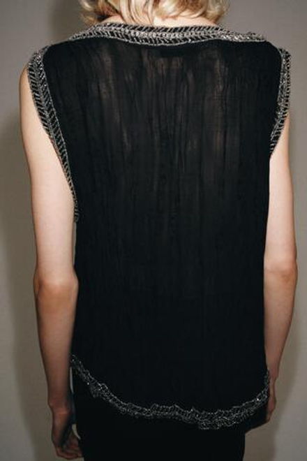 ZARA ЖАККАРДОВЫЙ ТОП С БИСЕРОМ — ZW COLLECTION, ЧЕРНЫЙ