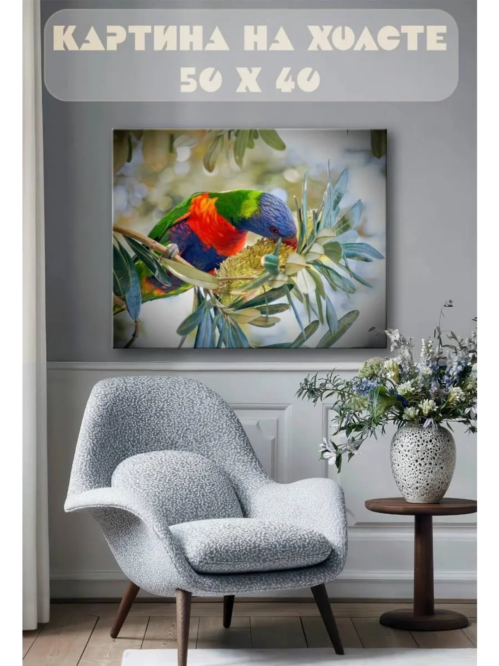 Картина на стену 40 X 50 Попугай