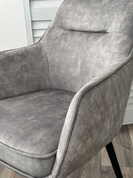 Стул М-City DISAUR Ренли (Renly) поворотный на 180 градусов, 7525-180 Серый, Велюр, Черный