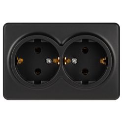 Розетка ЭРА Эксперт 11-2205-05 двойная с заземлением 2х2P+E Schuko IP20 16A-250В ОУ антрацит