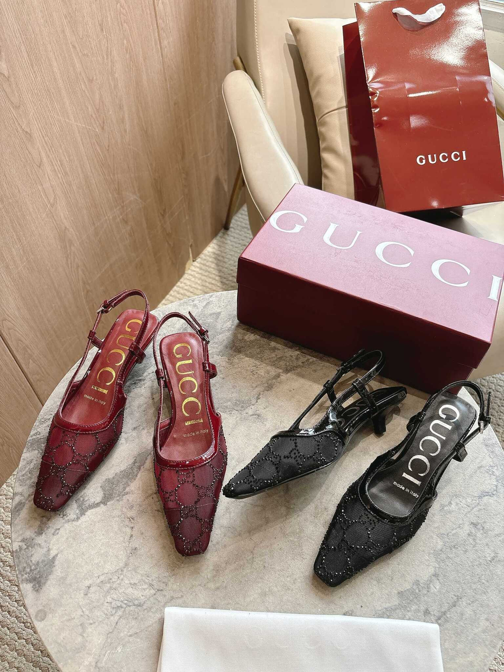Gucci Crystal Slingback Pump (2 colors)