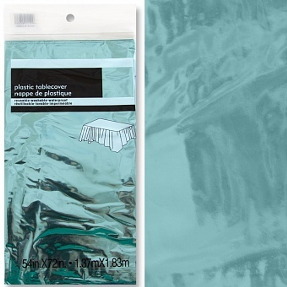 Скатерть одноразовая Голубой Металлик 137*183 см.