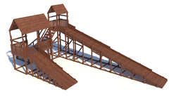Зимняя деревянная горка W-11 с крышей (длина ската 4,3м и 10м)