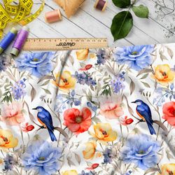 Ткань премиум сатин цветочное окно