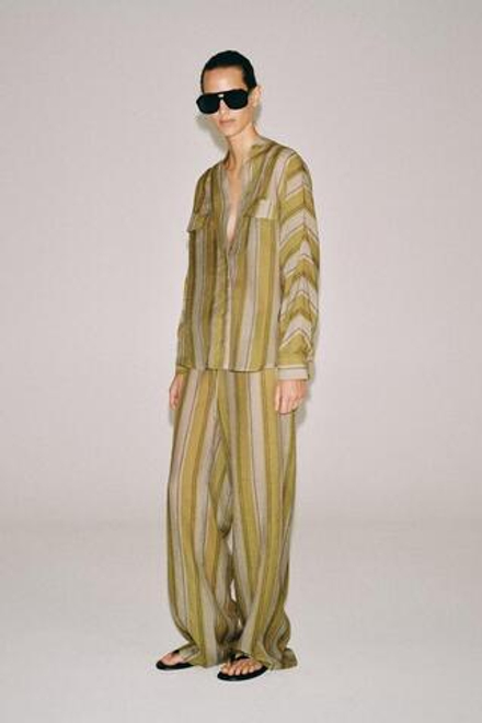 ZARA БРЮКИ В ПОЛОСКУ — ZW COLLECTION, ЗЕЛЕНАЯ ПОЛОСА