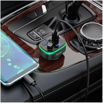 Автомобильное зарядное устройство Hoco E62 Fast, 1xUSB-A, 1xUSB-C, 3А, FM модулятор, Bluetooth 5.0, LED дисплей, быстрая зарядка, черный