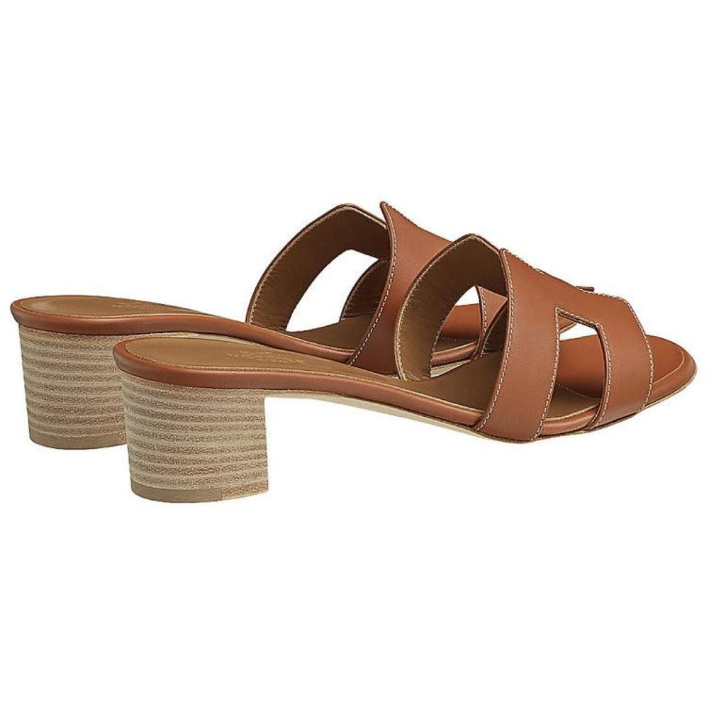 Hermes Oasis thick-heeled comfortable 5cm slippers women's Brown, H071002Z 03