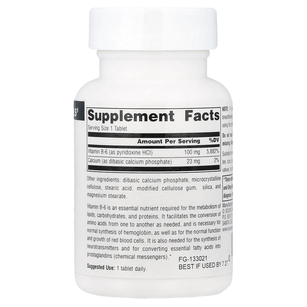 Source Naturals, Витамин B6, 100 таблеток