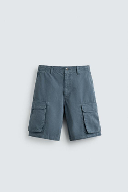 ZARA ШОРТЫ КАРГО RELAXED FIT, СИНИЙ