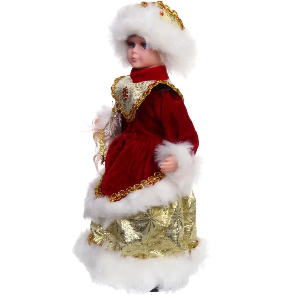 Снегурочка «Новогодняя пьеса» 40 см в красной шубке