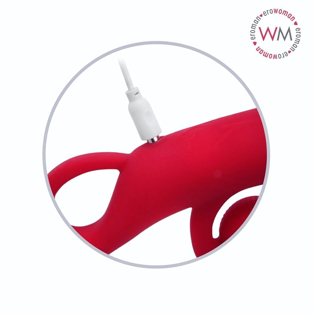 Малиновый вибратор-кролик - 20 см. (Цвет: малиновый)