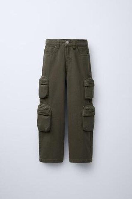 ZARA БРЮКИ КАРГО WIDE LEG, ХАКИ