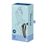 Черный вибромассажер 19см с вакуумной стимуляцией Satisfyer Dual Kiss