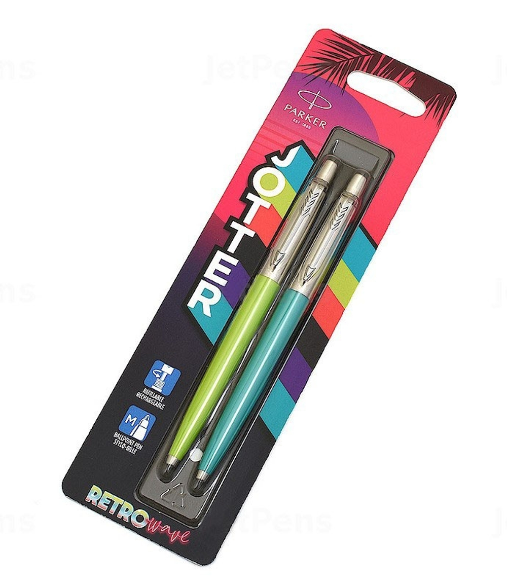 Набор ручек Parker Jotter Originals 80s Retrowave, Caribbean Blue/Apple Green M, в блистере