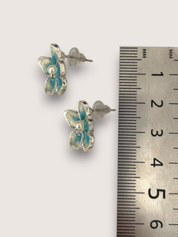 Серьги гвоздики Незабудки, эмаль