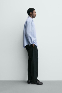 ZARA БРЮКИ СО СКЛАДКАМИ ИЗ РЕЛЬЕФНОЙ ТКАНИ, СЕРЫЙ