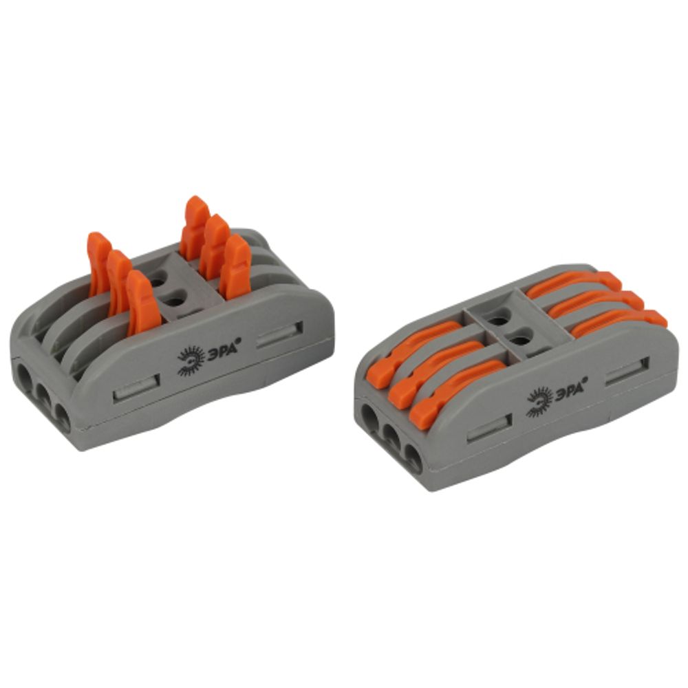 Клемма ЭРА NO-225-395 проходная 222-2413 с рычагами 3 полюса 0.08-2.5/4 мм2 упаковка 15 шт | Клеммы