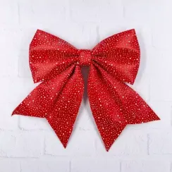 Бант Полин 20x24 см., 1 шт., красный в горошек., Christmas DeLuxe (86835)