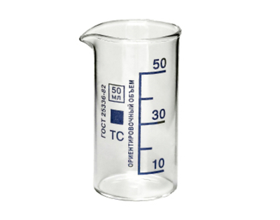 Стакан В-1-50 ТУ 9464-019-29508133-2015 с делением, ТС, уп. 20шт