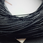 Шнур, натуральная кожа, цвет чёрный глянец, 1мм