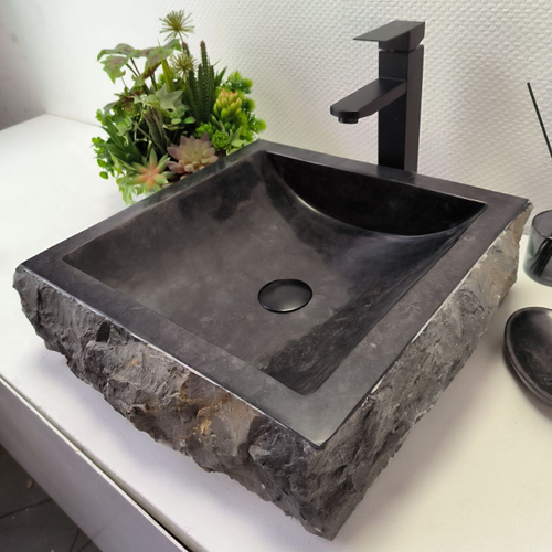 Раковина из мрамора Square Erozy Black  SM-63011 44*44*13 26