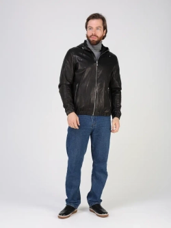 Кожаная куртка демисезонная с капюшоном