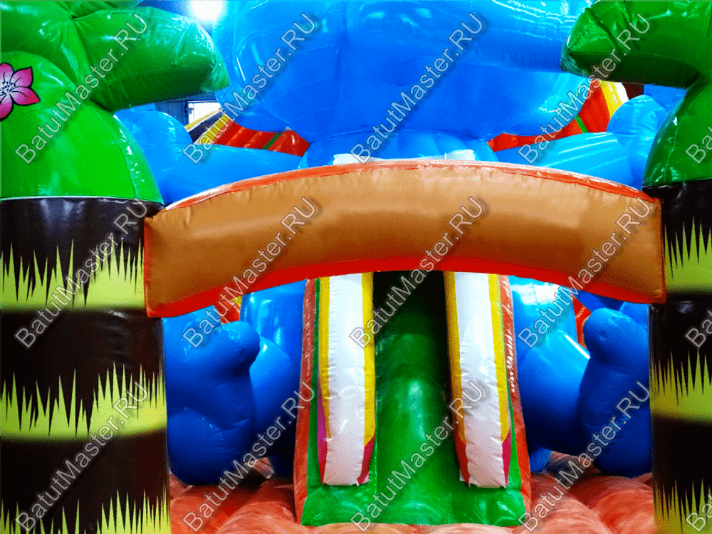 Коммерческий надувной батут "Слоны и жираф" 18*9*8,5 м