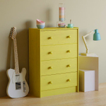 Желтый деревянный комод Раст с 4 ящиками для хранения вещей и игрушек с органайзерами, из массива сосны