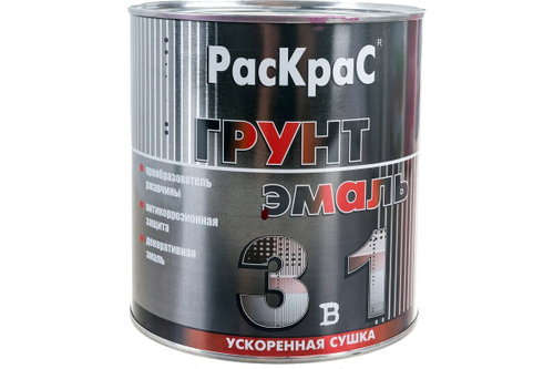 Грунт-эмаль Раскрас быстросохнущая 0,9л Серая