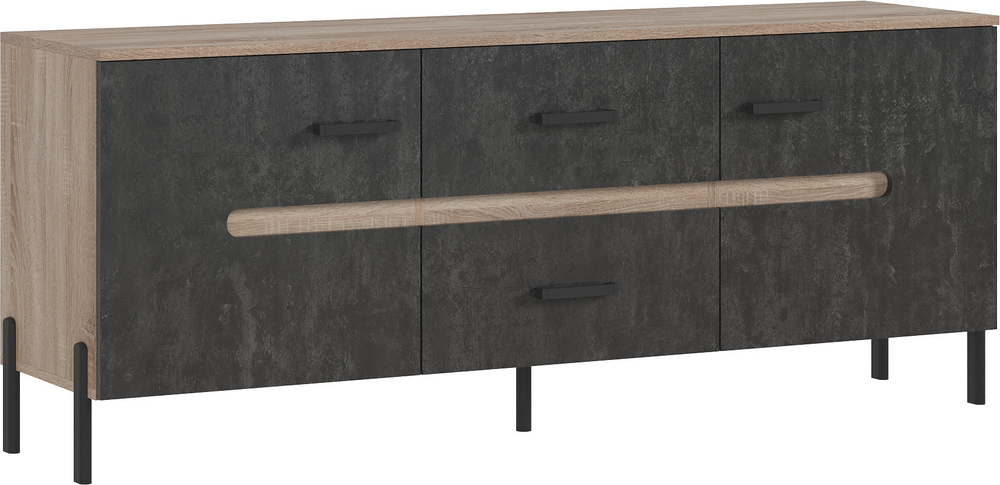 Тумба для ТВ Ким (металл), Бетон графит, Сонома