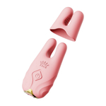 Розовые виброзажимы на соски с пультом ДУ и управлением через приложение Zalo Nave Vibrating Nipple Clamps Coral Pink