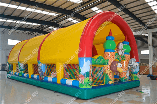 Коммерческий надувной батут "Зверята с крышей" 10*7*6 м