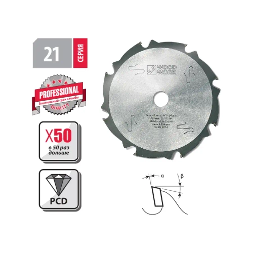 Пильный диск с зубьями PCD 160x2,4/1,6x20 Z=8 A=10 Woodwork 21.160.08