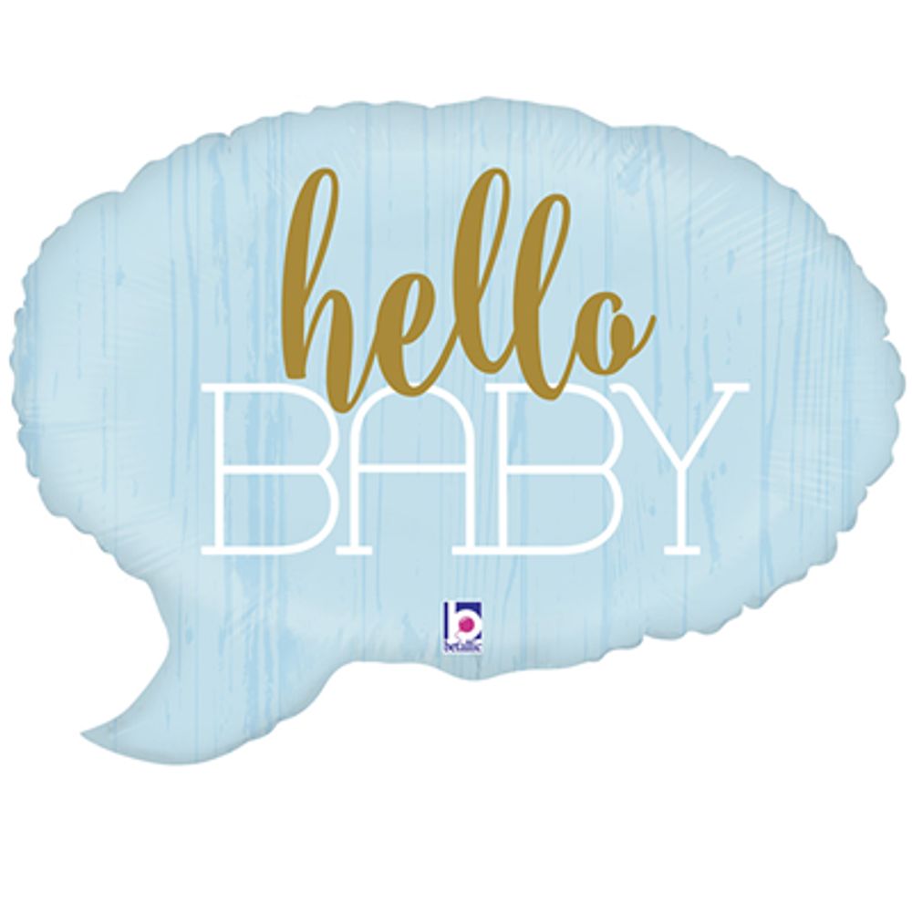 Б Фигура, Hello Baby (Привет малыш), Спич Бабл Голубой, 24&quot;/61 см, 1 шт.