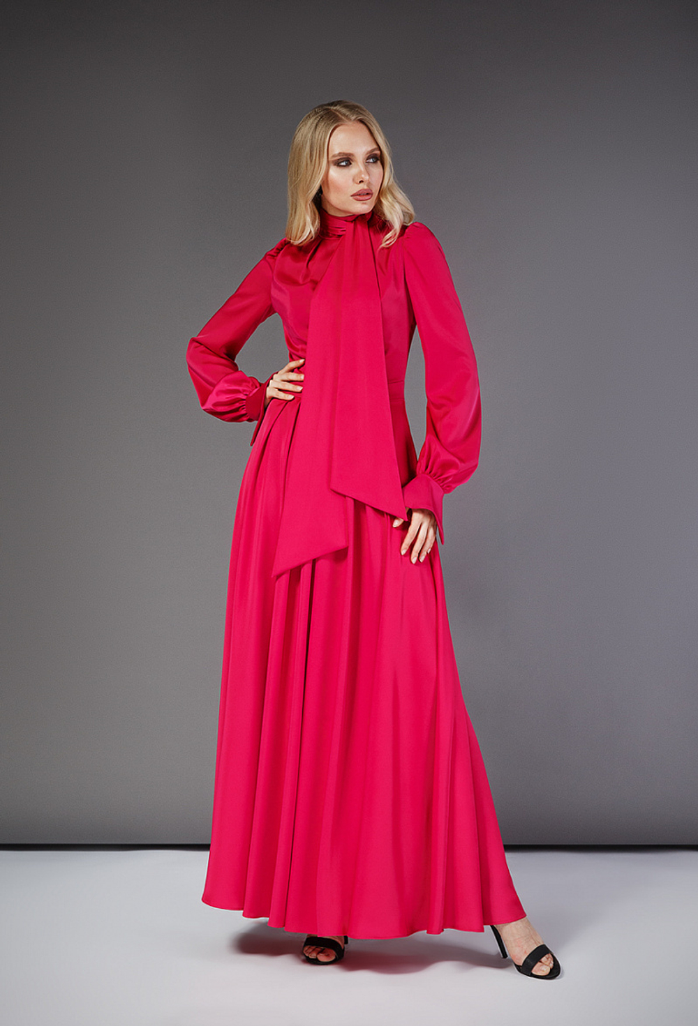 Платье в пол фуксия 36-19 SS