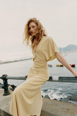 ZARA СТРУЯЩАЯСЯ ЮБКА АСИММЕТРИЧНОГО КРОЯ, ЖЕЛТЫЙ