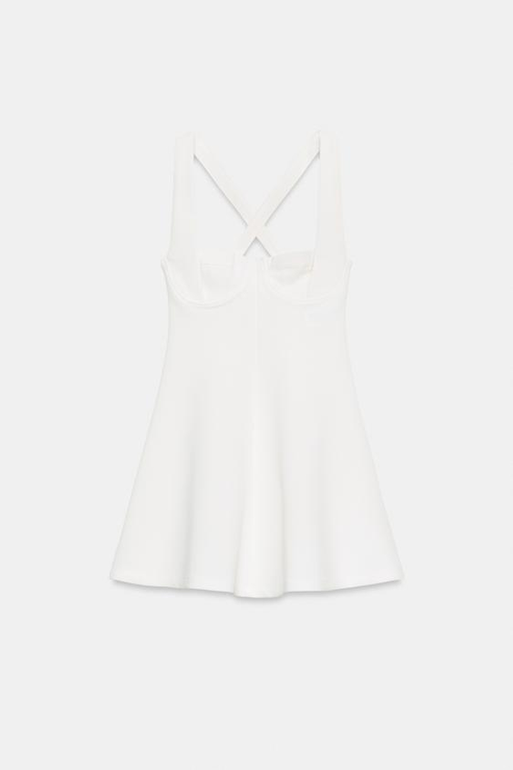 ZARA КОРОТКОЕ ПЛАТЬЕ В СКЕЙТЕРСКОМ СТИЛЕ, ЖЕЛТОВАТО-БЕЛЫЙ
