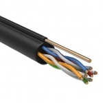 Кабель витая пара неэкранированный U/UTP 4х2х24AWG cat 5e LDPE уличный с тросом 1,2 мм [305м] ITK (провод для интернета) LC3-C5E04-159