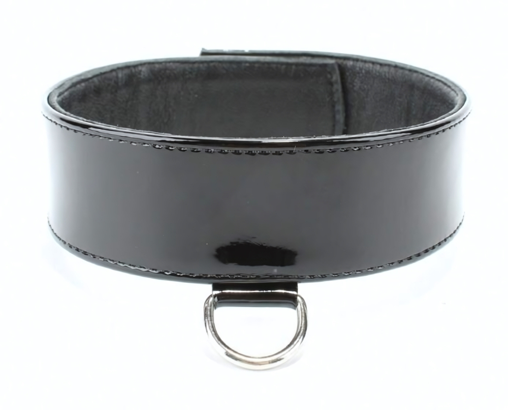 Черный лаковый ошейник на пряжке (Цвет: черный)