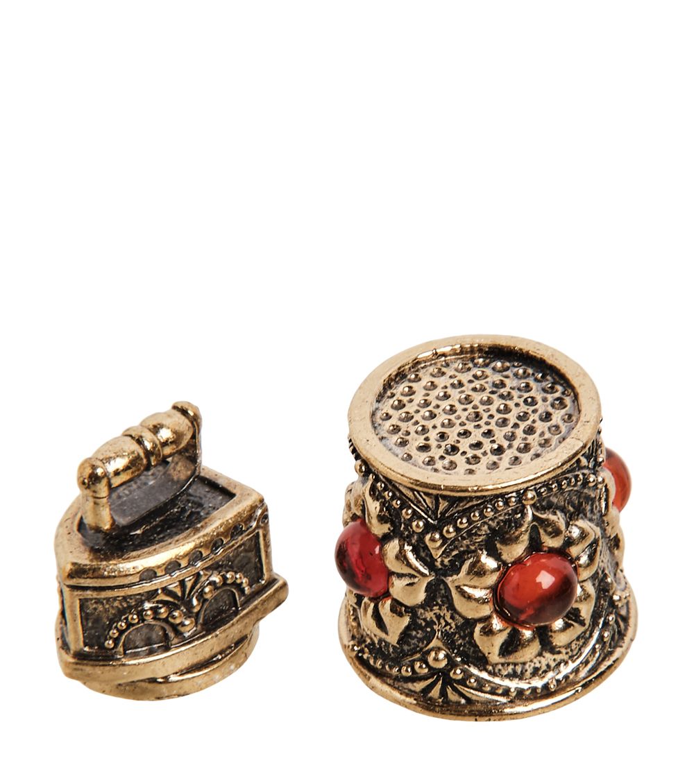 AM-2154 Наперсток «Ажурный с утюгом» (латунь, янтарь)