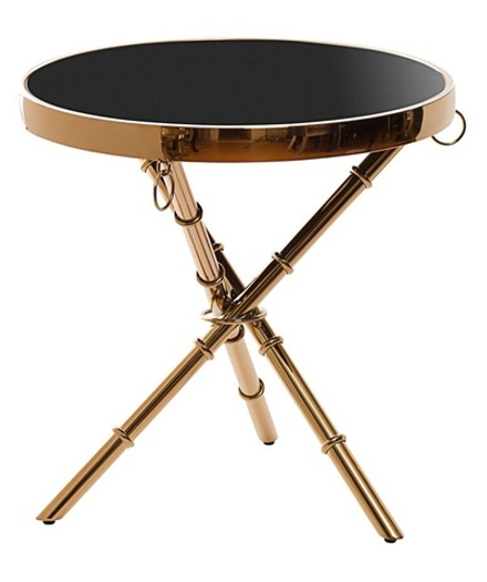13RX6035-GOLD Стол журнальный стекло черн./роз.золото d50*50см