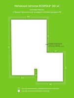 Натяжные потолки 3.3 м2, 4.2 м2, 12.6 м2, 20.1 м2