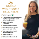 DelighTeas, чай латте с куркумой, аюрведическая смесь Golden Milk, без кофеина, 140 г (5 унций)