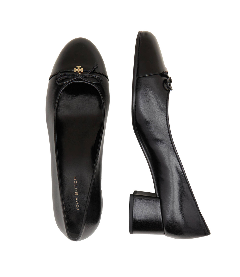 Кожаные туфли на каблуке cap-toe pump TORY BURCH - черный(154517)