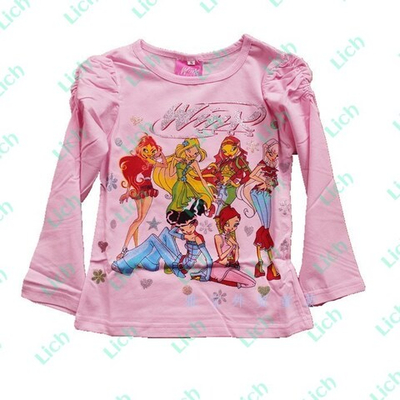 Лонгслив однотонный с мультяшными принтами WINX