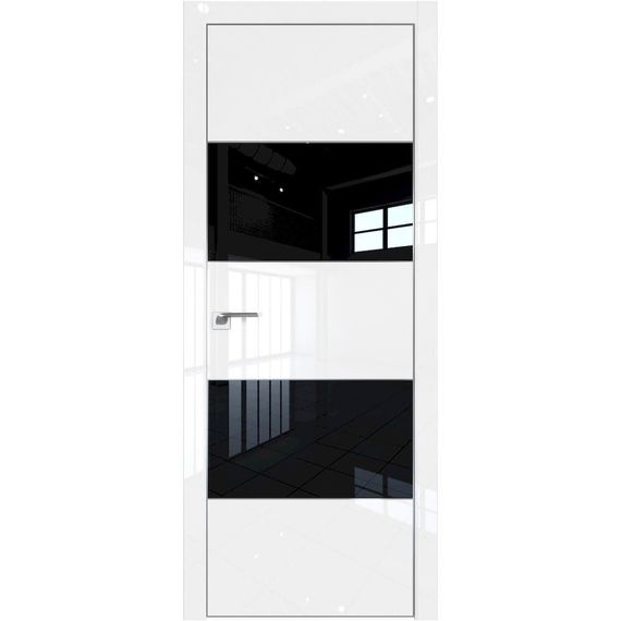 Межкомнатная дверь глянцевая Profil Doors 22LE белый люкс со вставкой